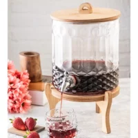 کلمن شیشه‌ای آنجلیکا پایه چوب