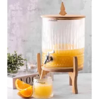 کلمن شیشه‌ای الیسا پایه چوب