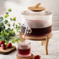 کلمن شیشه‌ای ویکتوریا پایه چوب